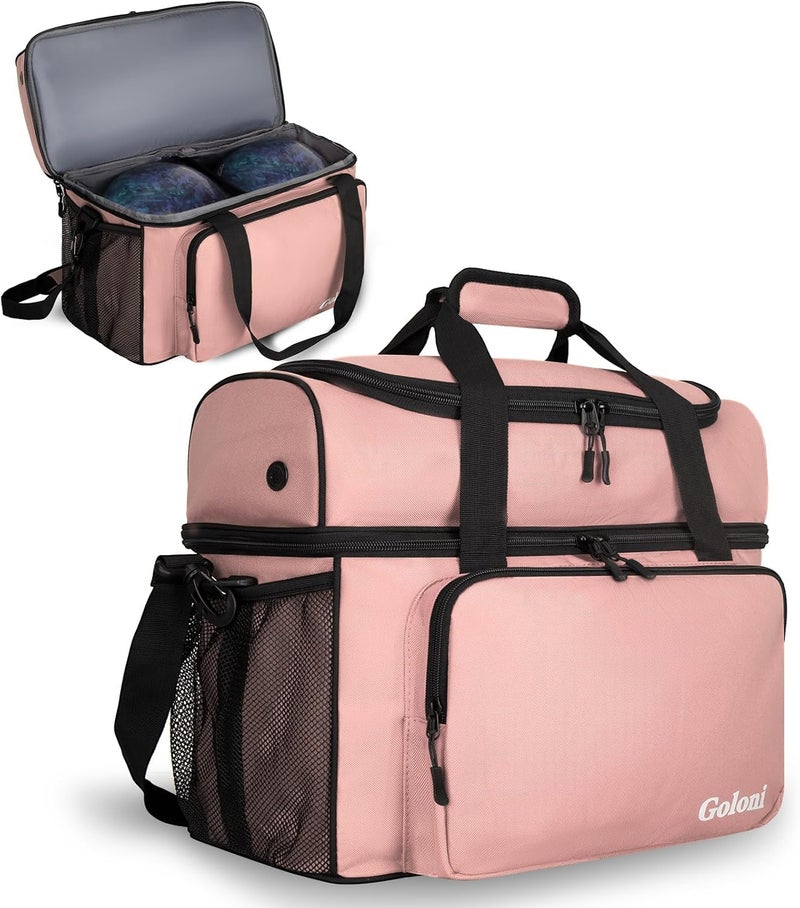 Goloni 2 Balls Bowling Bag with Ball Holder - Fits Bowling Shoes Up to Mens Size 16 and Accessories - Image 1